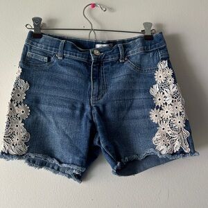 Jordache Blue Denim Shorts with White Lace
